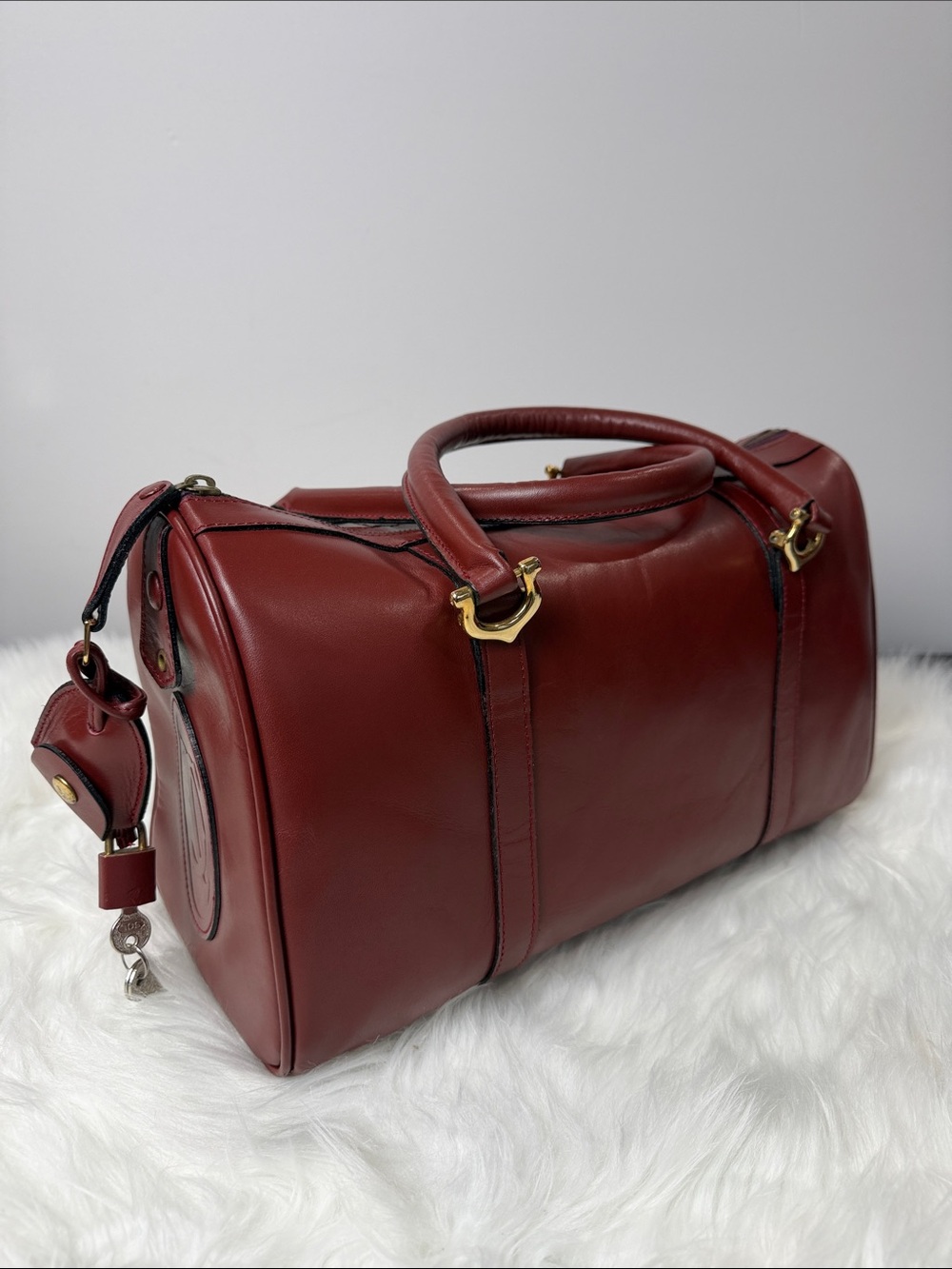 Cartier Must de Cartier Bordeaux Leather Boston Bag - Picture 14 of 16